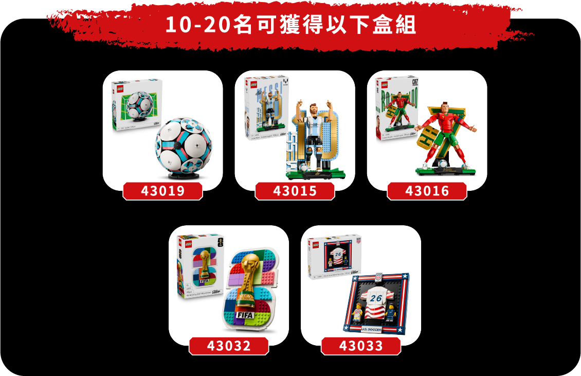 10-20名可獲得以下盒組